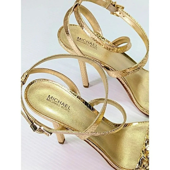 Michael Kors Asha Embellished Snake Embossed Leather Sandal Size 9.5 (MSRP $225) - Picture 8 of 12